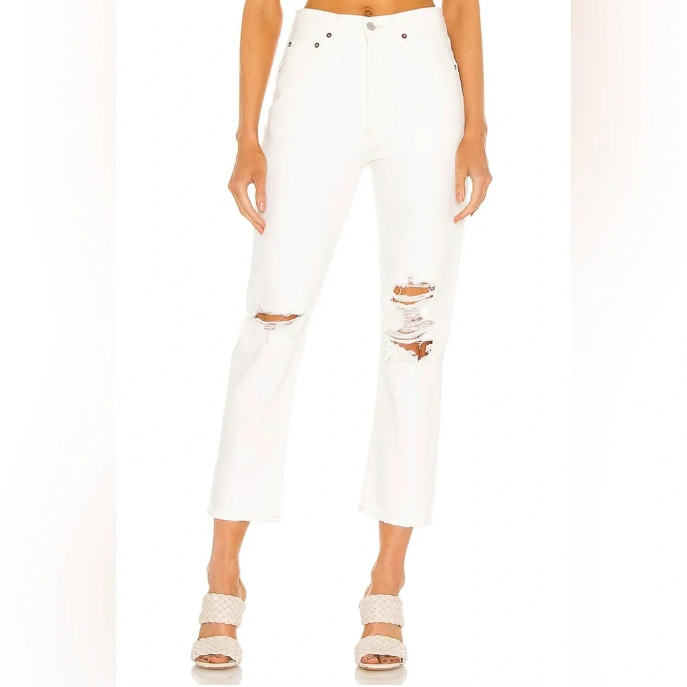 AGOLDE Riley High Rise Straight Crop White Jeans - Size 26 (US) - Picture 4 of 10